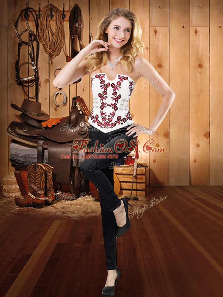 Burgundy Ball Gowns Strapless Sleeveless Tulle Sweep Train Lace Up Embroidery and Ruffled Layers Sweet 16 Quinceanera Dress