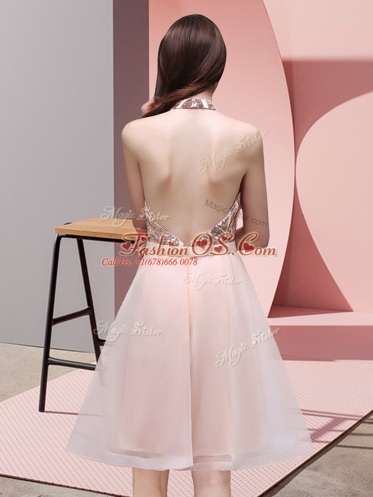 New Style Sleeveless Backless Mini Length Sequins Dama Dress for Quinceanera
