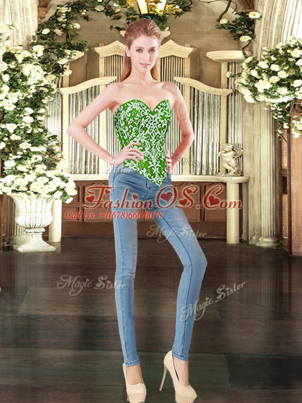 Affordable Dark Green Sleeveless Beading and Ruffles Floor Length Sweet 16 Quinceanera Dress