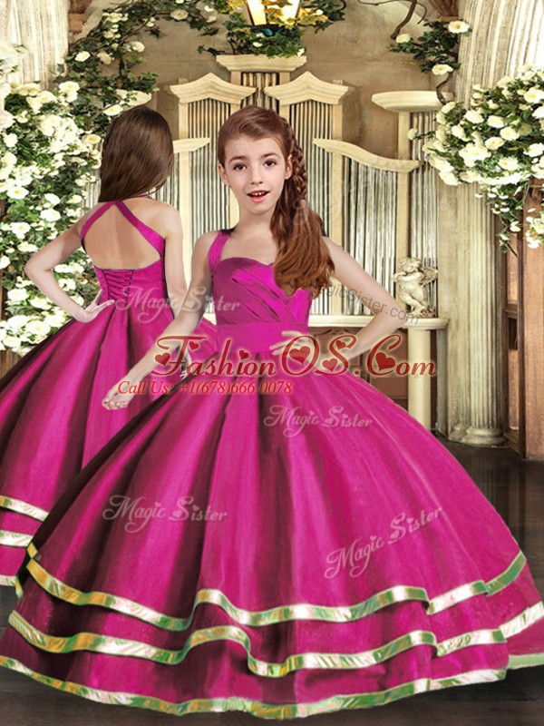 Sleeveless Ruffled Layers and Ruching Lace Up Little Girls Pageant Dress Wholesale