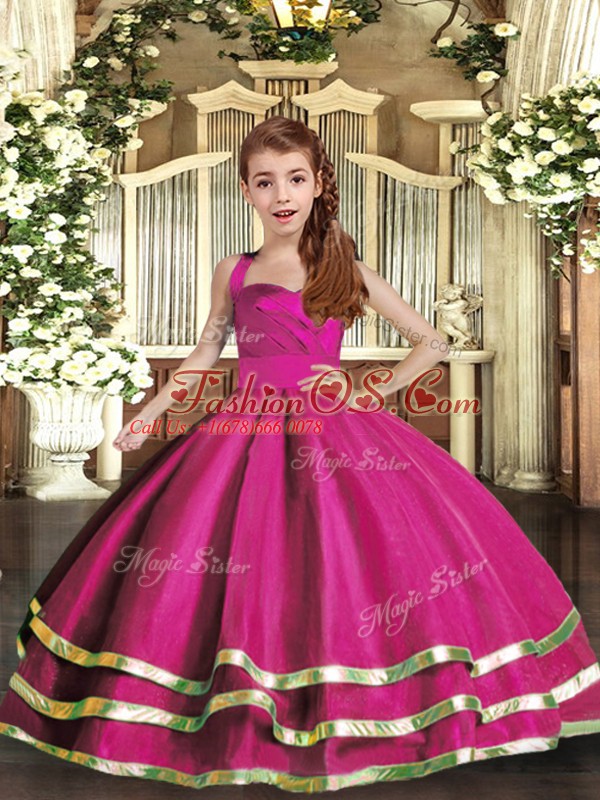 Sleeveless Ruffled Layers and Ruching Lace Up Little Girls Pageant Dress Wholesale