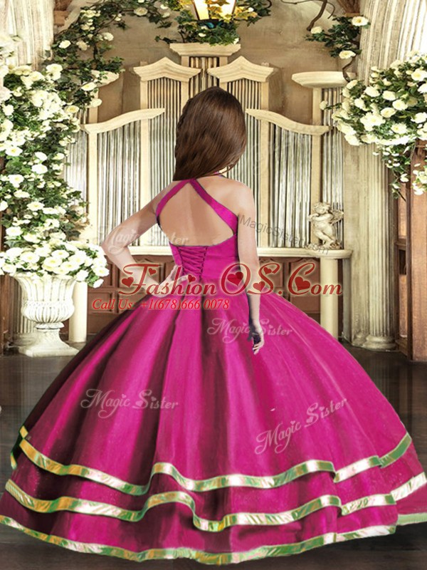 Sleeveless Ruffled Layers and Ruching Lace Up Little Girls Pageant Dress Wholesale
