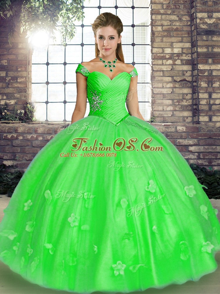 Floor Length Ball Gowns Sleeveless Green 15 Quinceanera Dress Lace Up