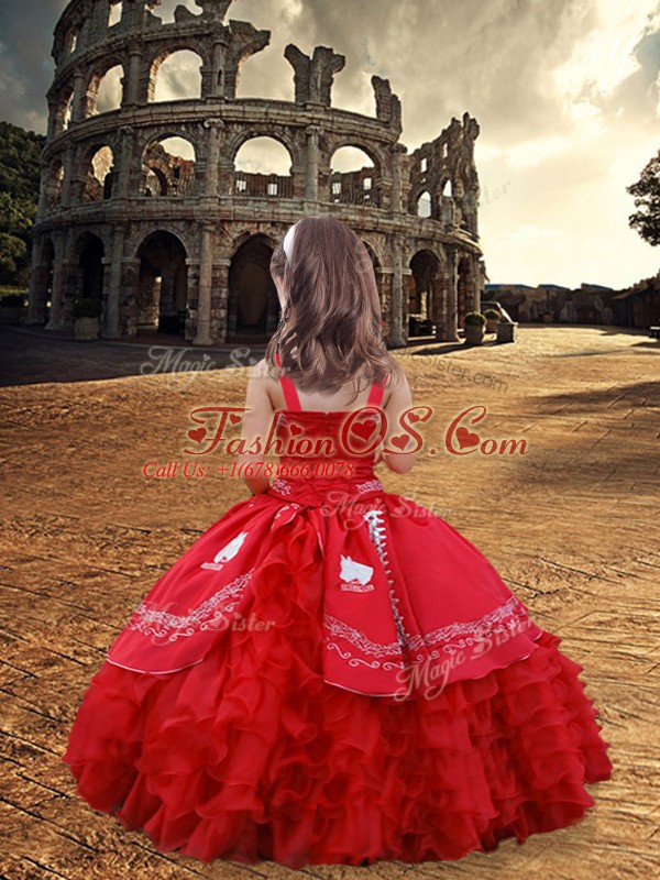 Royal Blue Sleeveless Satin and Organza Zipper Kids Formal Wear for Wedding Party