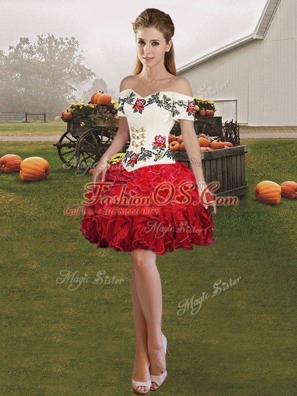 Sleeveless Embroidery and Ruffles Lace Up Sweet 16 Dress