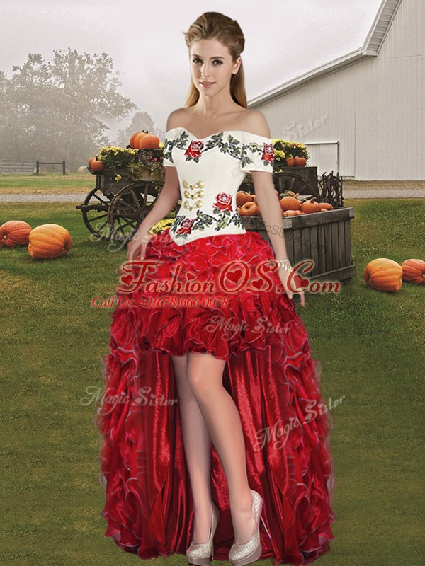 Sleeveless Embroidery and Ruffles Lace Up Sweet 16 Dress