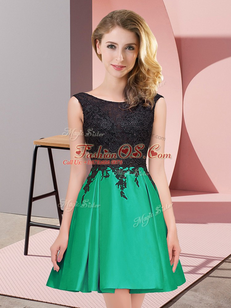 Green Sleeveless Lace Mini Length Vestidos de Damas
