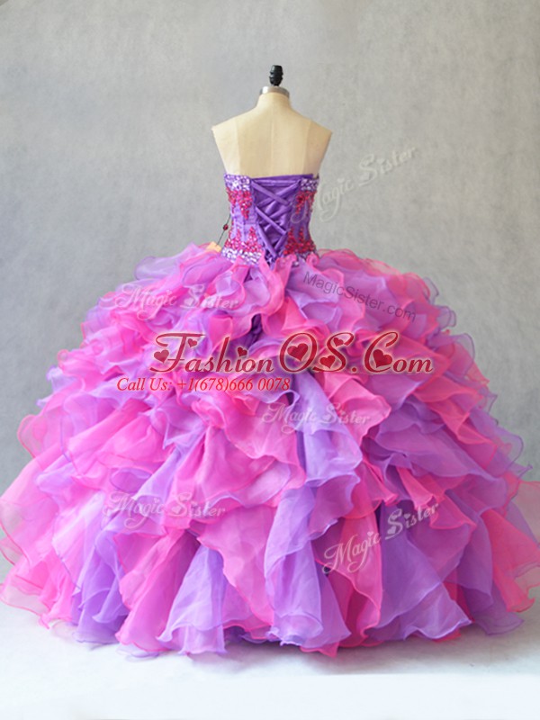 Charming Sweetheart Sleeveless Lace Up Quinceanera Dresses Multi-color Organza