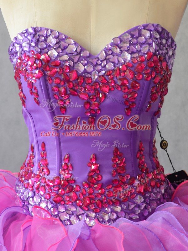 Charming Sweetheart Sleeveless Lace Up Quinceanera Dresses Multi-color Organza