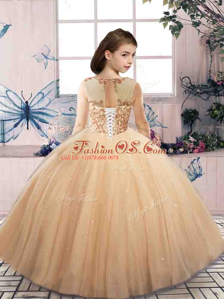 Dazzling Floor Length Ball Gowns Sleeveless Lavender Child Pageant Dress Lace Up