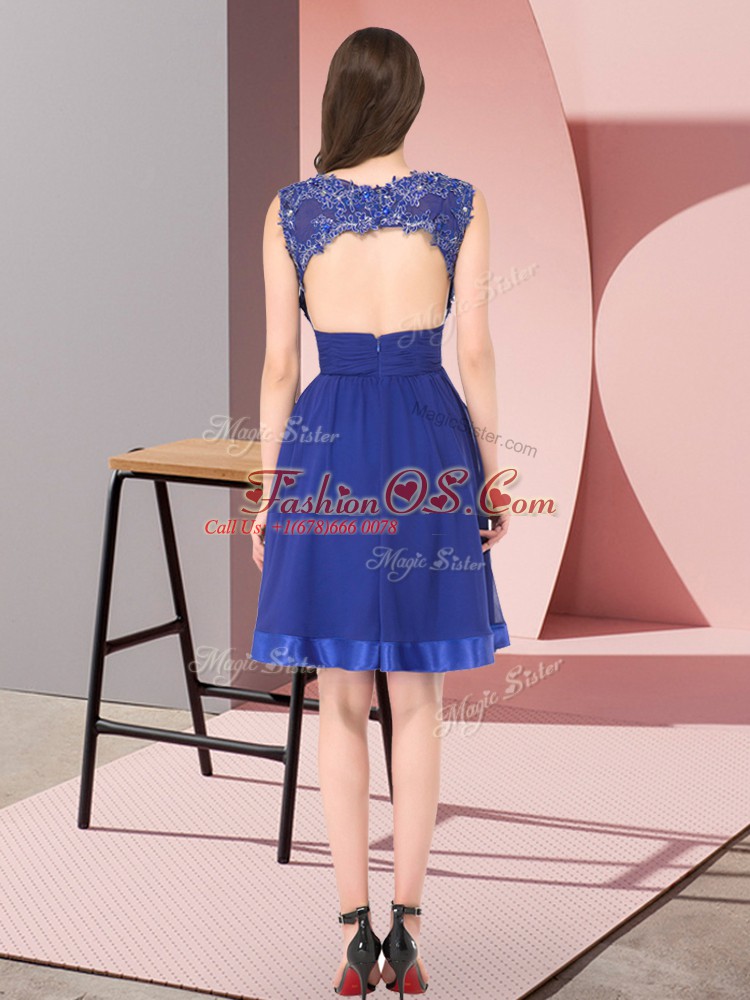 Lovely Chiffon Sleeveless Mini Length Damas Dress and Beading and Appliques