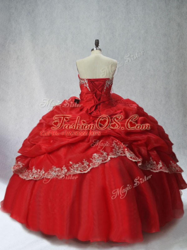 Comfortable Organza Sleeveless Floor Length Sweet 16 Quinceanera Dress and Appliques and Pick Ups