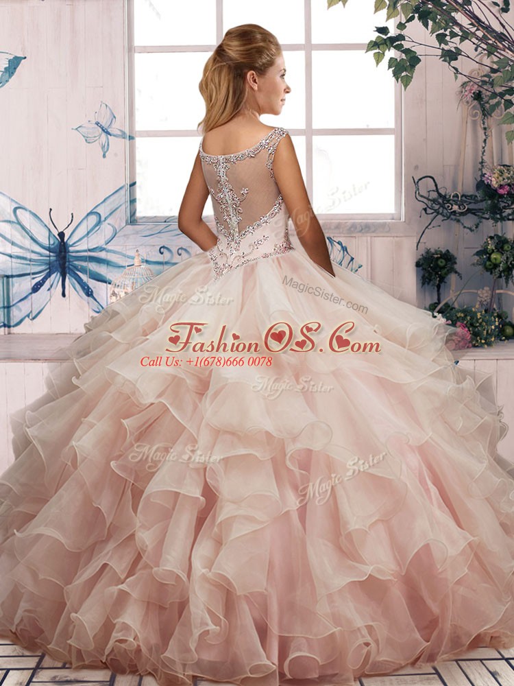 Fantastic Burgundy Sleeveless Organza Zipper Vestidos de Quinceanera for Military Ball and Sweet 16 and Quinceanera