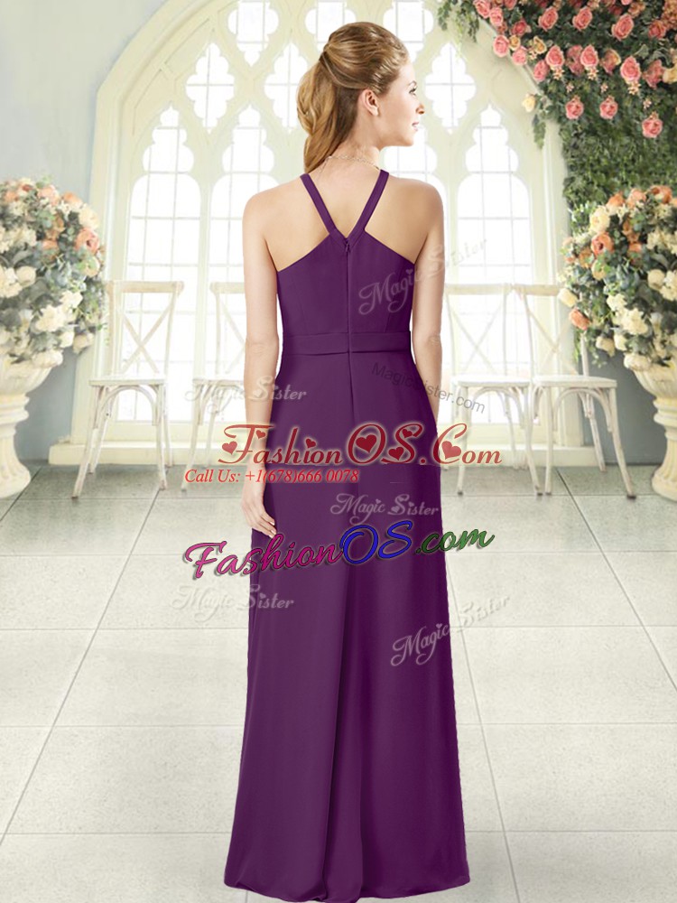 Fantastic Purple Sleeveless Chiffon Zipper Prom Evening Gown for Prom and Party
