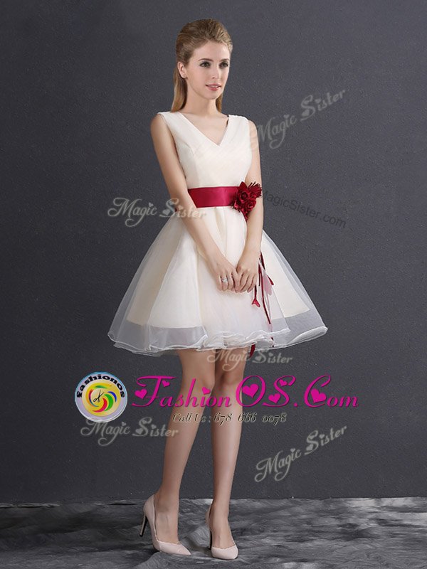 Trendy Red Quinceanera Court of Honor Dress Prom and Party and For with Appliques and Bowknot Strapless Sleeveless Lace Up