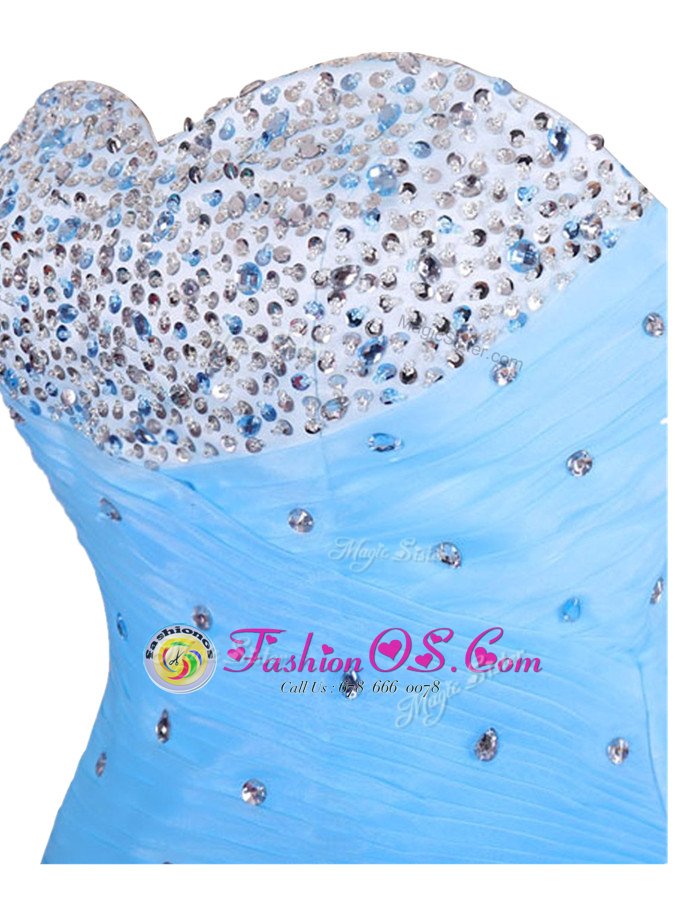 Free and Easy Sweetheart Sleeveless Organza Cocktail Dresses Beading Lace Up