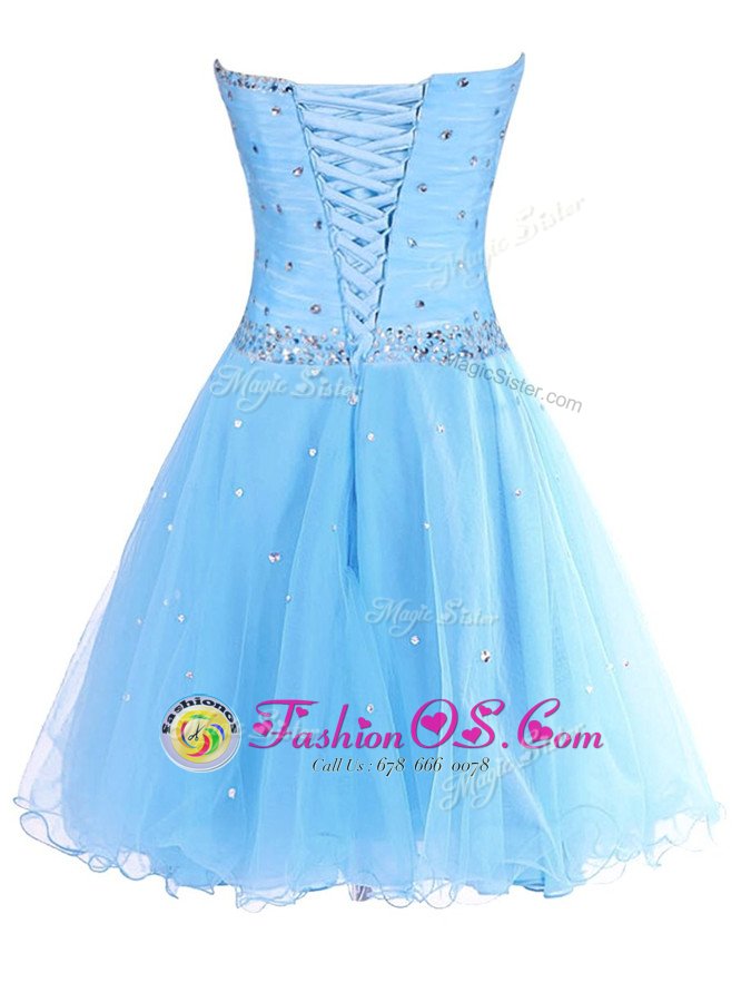Free and Easy Sweetheart Sleeveless Organza Cocktail Dresses Beading Lace Up