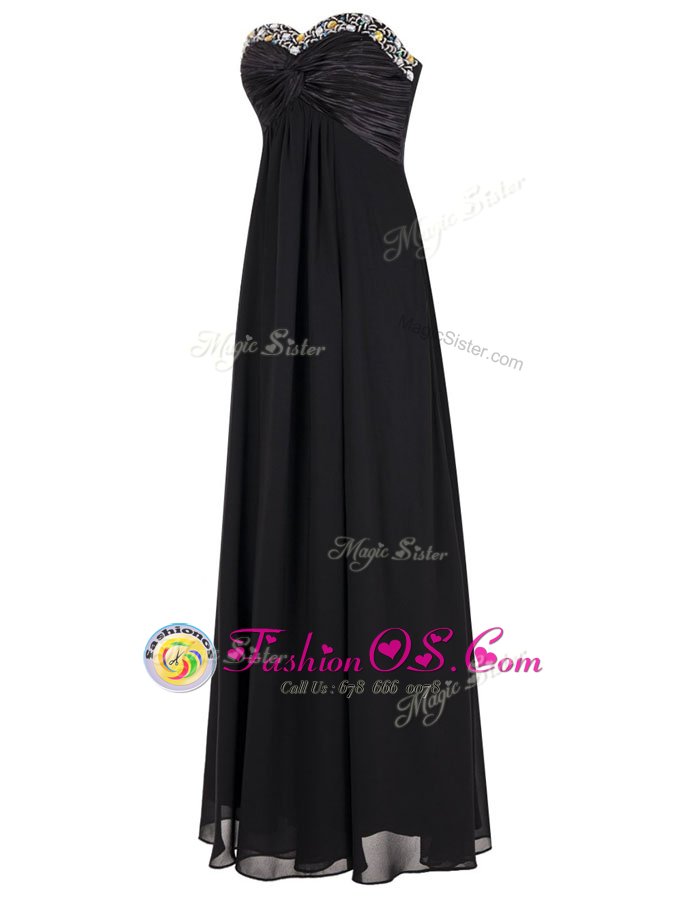 Fancy Black Oscars Dresses Prom and Party and For with Beading Sweetheart Sleeveless Zipper
