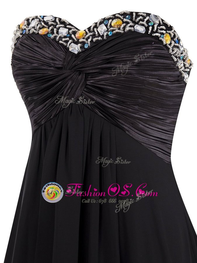 Fancy Black Oscars Dresses Prom and Party and For with Beading Sweetheart Sleeveless Zipper