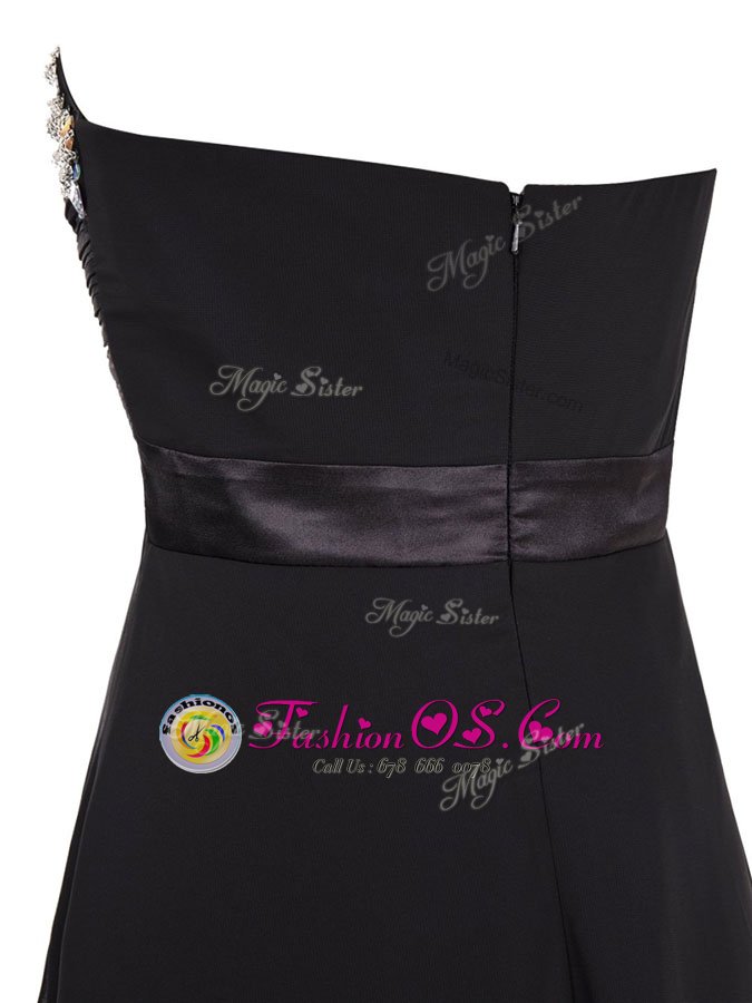 Fancy Black Oscars Dresses Prom and Party and For with Beading Sweetheart Sleeveless Zipper