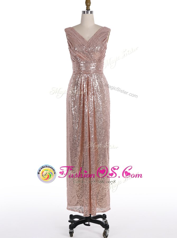 Attractive Sleeveless Zipper Floor Length Sequins Dress for Prom