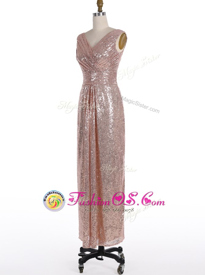 Attractive Sleeveless Zipper Floor Length Sequins Dress for Prom