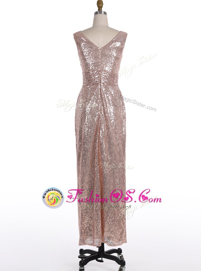 Attractive Sleeveless Zipper Floor Length Sequins Dress for Prom