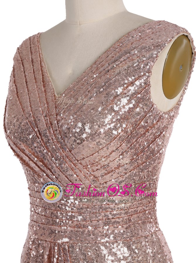 Attractive Sleeveless Zipper Floor Length Sequins Dress for Prom