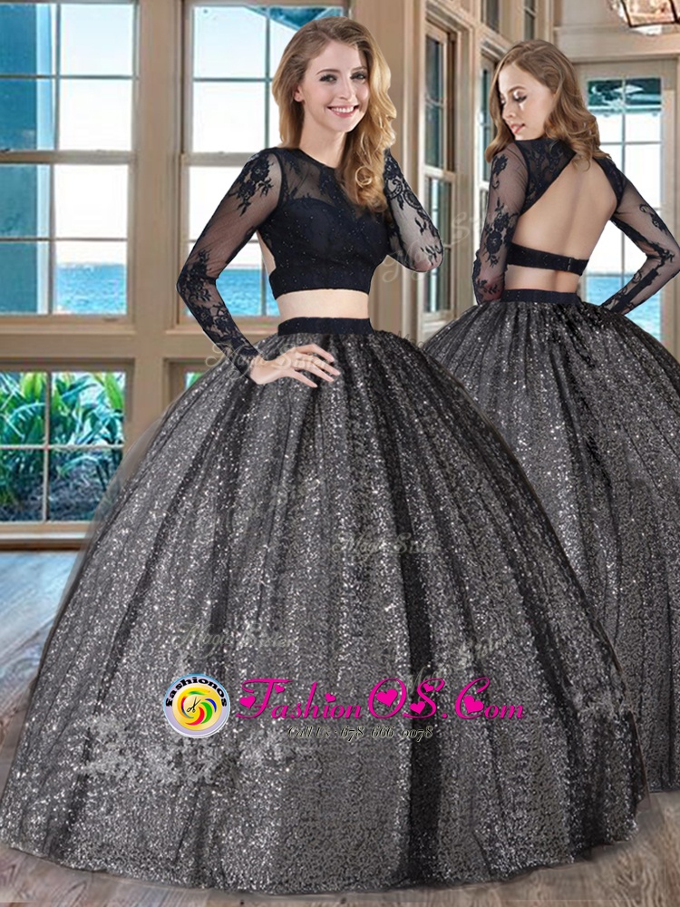 Excellent Scoop Long Sleeves Appliques Backless Vestidos de Quinceanera