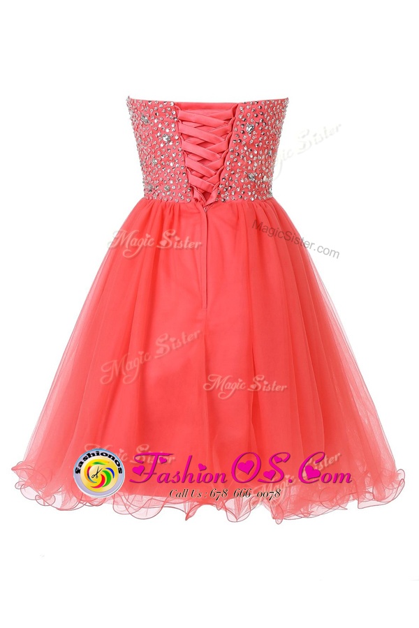 Affordable Sleeveless Tulle and Lace Knee Length Zipper Prom Dresses in Royal Blue for with Belt