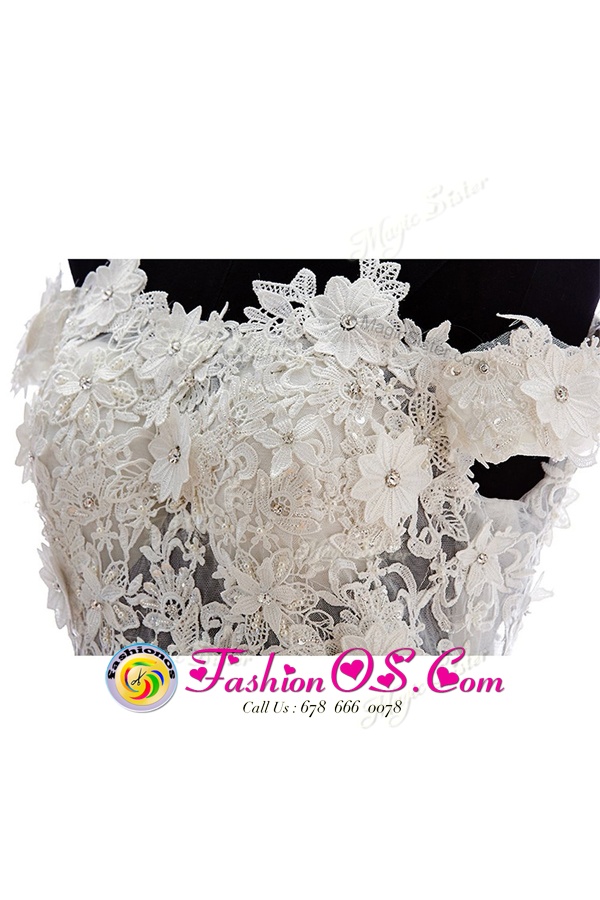Off The Shoulder Sleeveless Prom Party Dress Knee Length Beading White Organza and Lace