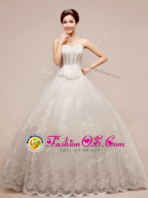 Glorious White Wedding Gown Wedding Party and For with Beading and Appliques High-neck Sleeveless Zipper